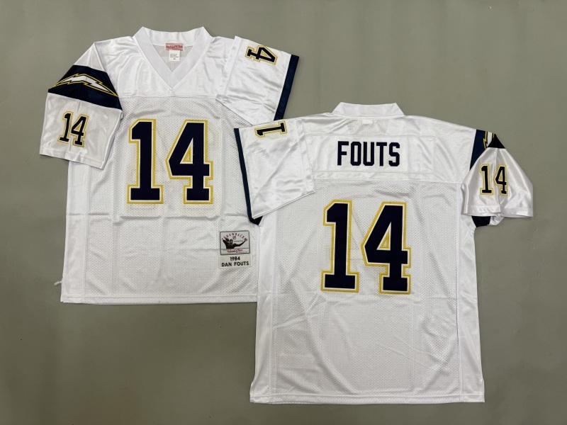 Men 2025 Los Angeles Chargers #14 Fouts white Throwback Limited NFL Jersey style 002